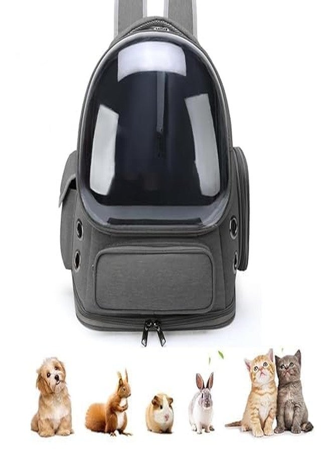 KEYOZA حقيبة ظهر شفافة بنافذة فقاعية لحمل القطط، جيدة التهوية ومريحة وواسعة للقطط، بتصميم متين وأنيق (رمادي) - Image 1